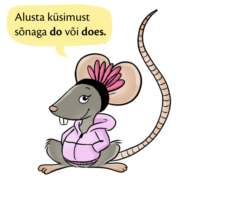 A rat smiling and explaining how to form questions in English