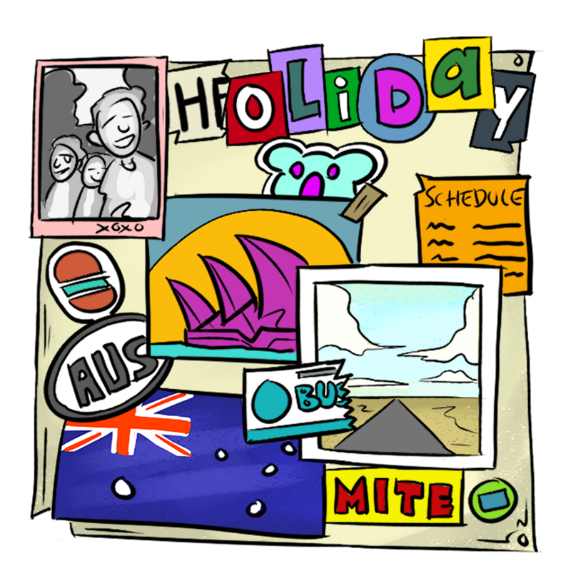 A collage about holidays in Australia