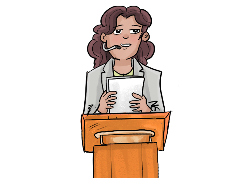 A woman giving a speech