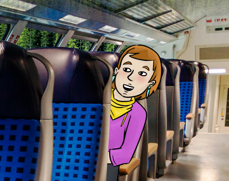 The main character’s teacher on a train