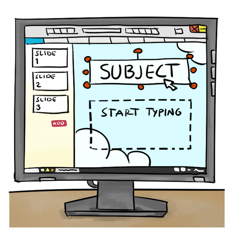 A computer screen with three presentation slides on it