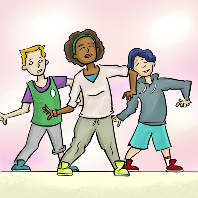 A group of three people perfoming a dance