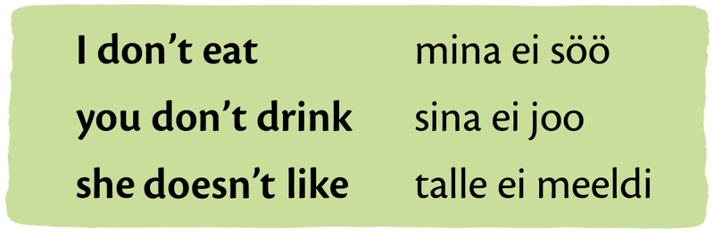 Examples of verbs in the Present Simple in the negative form