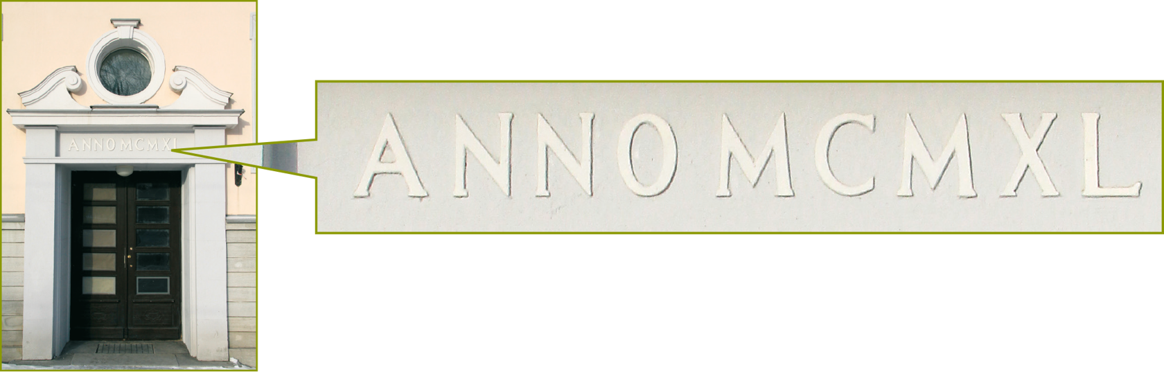 Maja uks, mille kohale on kirjutatud ANNO MCMXL