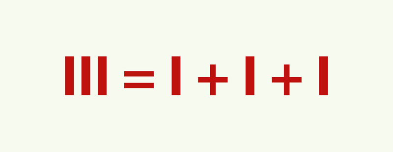III = I + I + I
Rooma 3 = 1 + 1 + 1