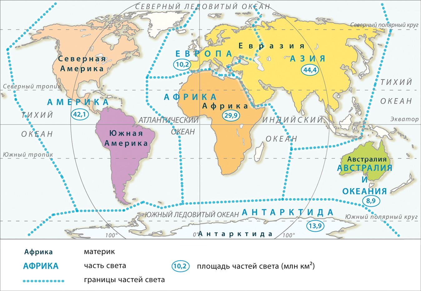 Материки части света и океаны